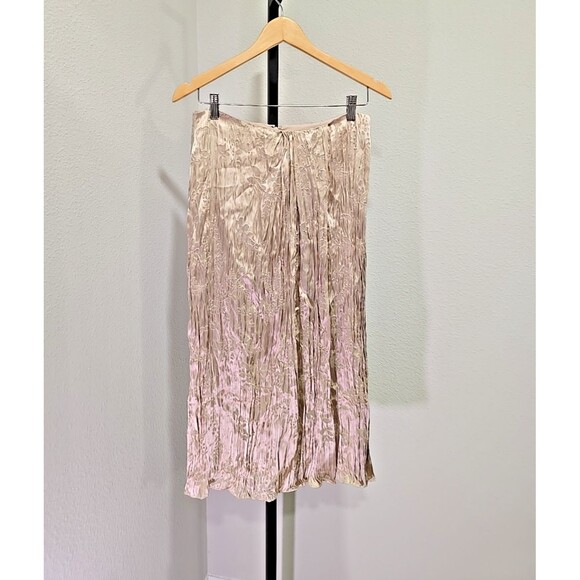 Vince Silk Blend Cream Midi Skirt Womens 2 Sheer Floral Designer Elegant Sheer - Picture 1 of 7